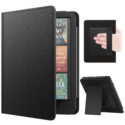MoKo Case for 7'/6.8' Kindle Paperwhite(12th/11th Gen-2024/2021) and Kindle Paperwhite Signature Edition,Slim PU Shell Cover Case with Auto-Wake/Sleep for Kindle Paperwhite 2024, Black