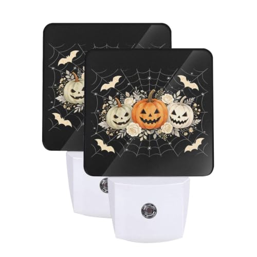 Image of Halloween Pumpkins LED Plug-in Night Lamp Set of 2 for Bathroom