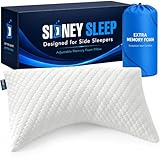 Sidney Sleep Adjustable Curved Pillows for Neck and Shoulder Support with Extra Shredded Fill - Cervical Contour Pillow for Side and Back Sleepers - Queen Size 19' x 29' CertiPUR-US Certified (White)