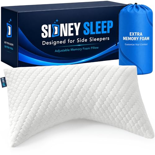 Sidney Sleep Adjustable Curved Pillows for Neck and Shoulder Support with Extra Shredded Fill - Cervical Contour Pillow for Side and Back Sleepers - Queen Size 19' x 29' CertiPUR-US Certified (White)