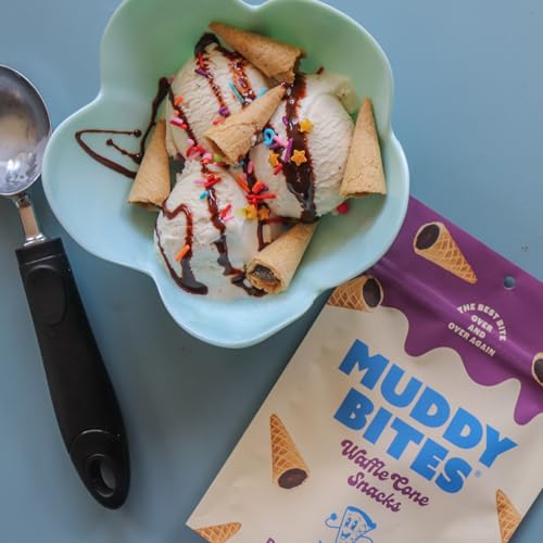 image for Muddy Bites - Dark Chocolate - Waffle Cone Snack Bite Sized Filled Con