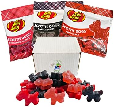 Red, Strawberry, and Black Licorice Scottie Dogs- All-Natural Licorice Gummy Candies Gift Box –Genuine, Straight from the Source- 2.75 Oz Bags, Pack of 3