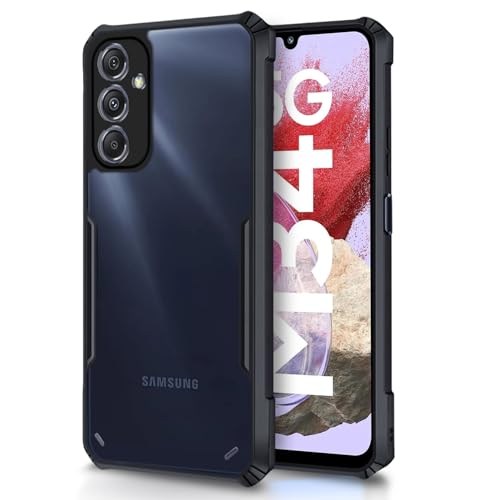 Image of Pikkme Back Cover for Samsung Galaxy M34 5G / F34 5G | Ultra Hybrid Shockproof Case | Full Camera Protection | Raised Edges | Clear Transparent Bumper Case (Black)