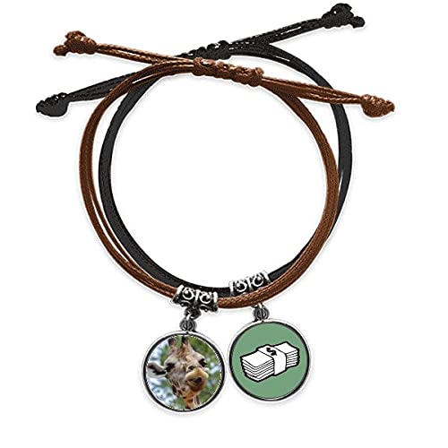 Pulsera de cadena de cuero con ciervos de diseño animal salvaje