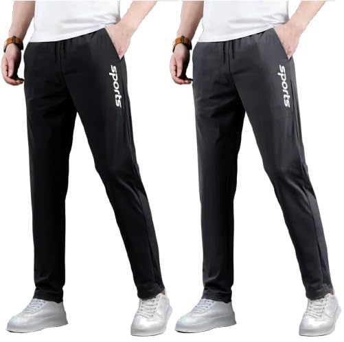 riksaw Track Pants for Men || Activewear Pants || Men’s Joggers || Polyester with 2 Side Pockets || Casual Trousers || Stretchable (Sports | Gym | Yoga) (L34 Pack of 2)-picture-29