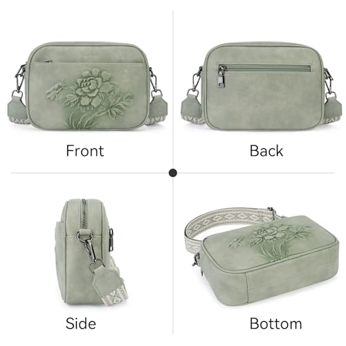 Image of Small Crossbody Purses for Women, Trendy Vegan Leather Crossbody Bag Embossed Travel Shoulder Handbags with Wide Strap