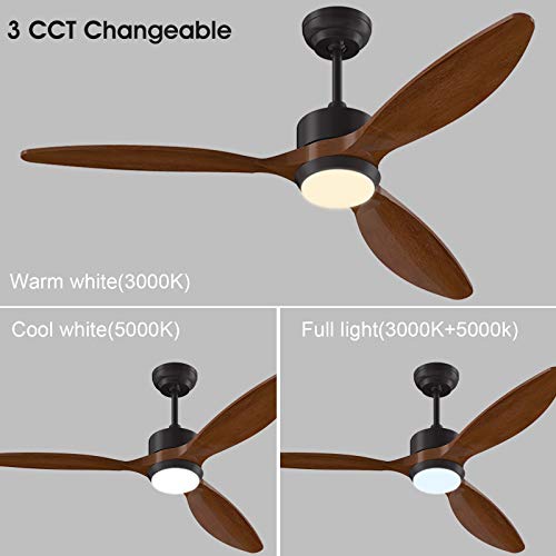 Ovlaim-52-Inch-Modern-Ceiling-Fan-with-LED-Light-Remote-Control-3-Walnut-Timber-Blades-6-Speed-3-Color-Temperature-Changeable-Noise-Free-DC-Motor-for-Living-Room-Bedroom-Brown