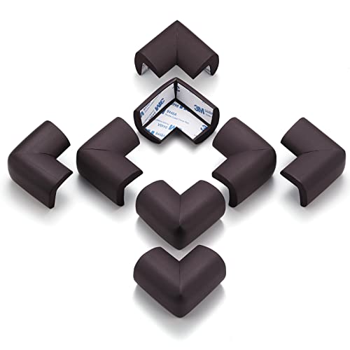 Image of 8 Pack Corner Protector for Baby, Heavy-Duty Soft Rubber Foam Furniture Corner Bumper Guards, Child Safety Furniture Bumper, Adhesive Pre-Taped Corner Protectors,Soft Sponge Table Corners, Brown