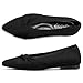 Voviggiw Fashion Women Flats Lightweight Pointed Toe Ballet Flats with Bow Comfortable Knit Dressy Flats Casual for Work Office Black Size 42