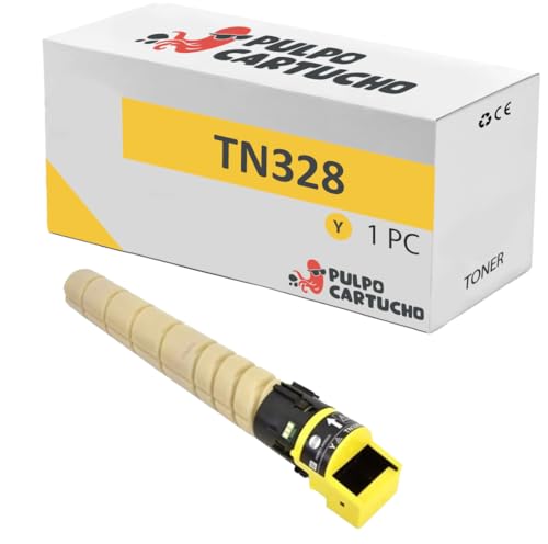 Pulpo Cartucho   Toner Genérico TN328 Amarillo Compatible con Konica Minolta AAV8250 / TN 328Y   Valido para Impresoras Bizhub C250i, Bizhub C300i, Bizhub C360i, Bizhub C7130i
