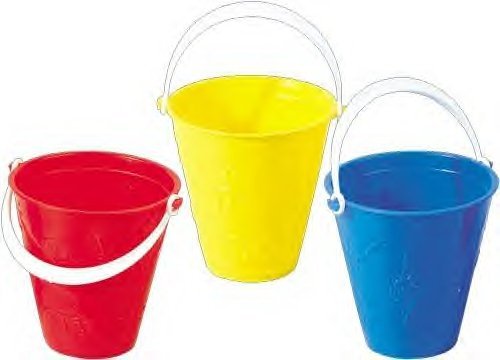 - Children's Plastic 13cm/5ins Round Bucket - Assorted Colours by Onthebeach