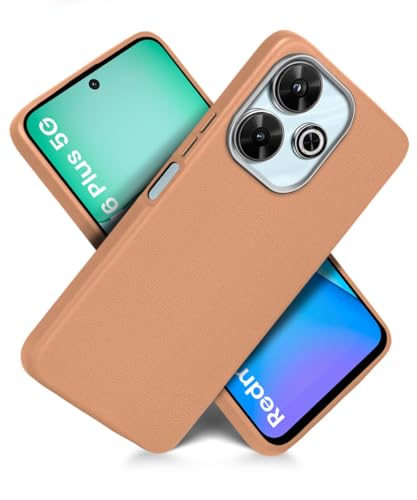Image of WOW IMAGINE Back Cover for Mi Redmi 13 5G | Poco M6 Plus 5G | Ultra Slim Flexible Non-Slip Grip | Inner Fabric | Metal Camera Ring & Lightweight Soft Silicone Mobile Case - Tan Brown