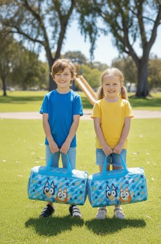 Image of Bluey Kids' Duffle Bag - Bluey & Bingo Travel Gym Bag with Adjustable Shoulder Strap, Mesh Side Pockets & Zipper Pocket