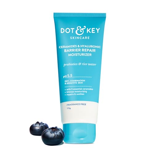 Image of Dot & Key Barrier Repair Moisturizer For Normal, Dry, Combination & Sensitive Skin | 120 Hrs Moisturization, With 5 Ceramides & Hyaluronic | Repairs Damaged Skin Barrier, Non-Comedogenic | 175g