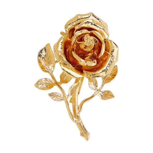 Rose Flower Brooch Pin for Women Men Fashion Metal Large 3D Blossom Floral Brooches Lapel Pins Retro Suit Hat Dress Accessories Holiday Wedding Jewelry Unisex Gift