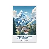 KmoNo Zermatt Schweiz Vintage-Reiseposter, 20 x 30 cm, 