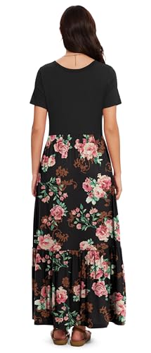 Image of VIISHOW Women's Short Sleeve Maxi Dress 2026 Summer V Neck Knit Loose Plain Empire Waist Casual Dresses with Pockets