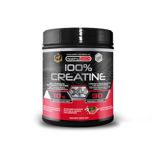Healthy Fusion 100% Creatina Monohidrato, Alta dosis | 10gr de Creatina por toma | Promueve el crecimiento muscular y mejora la resistencia física | Alta solubilidad | 300g sabor sandía