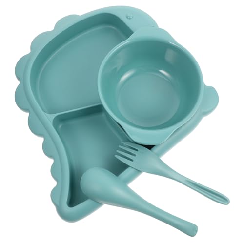 Yardwe 1 Set Dinosaur Divided Plate Cute Bowl with Fork Spoon for Mealtime Fun Design for Home Preschool Use