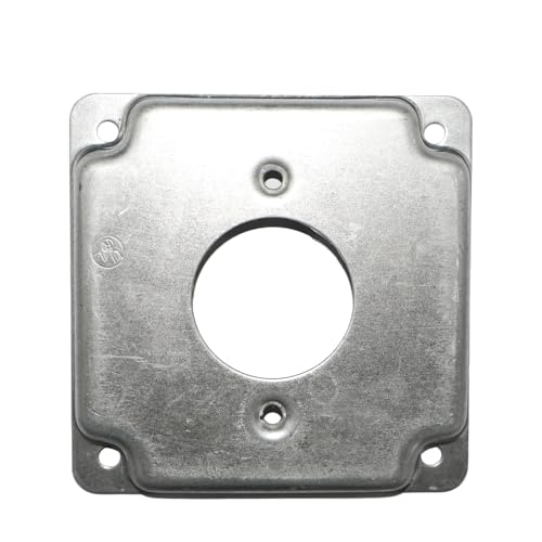 Couvercle carré 10,2 cm pour masquer une boîte de prise ouverte avec trou 4 cm