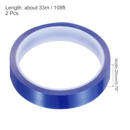 Image of uxcell Blue Heat Tape, 2 Rolls 20mmx33m 108ft High Temperature Heat Resistant Tape for Sublimation,Heat Vinyl Press,Heat Transfer, Circuit Board, No Residue