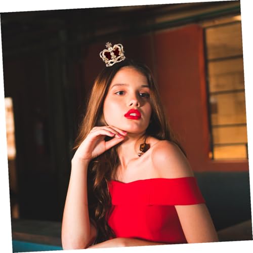 Tiara dorada tridimensional con pinza roja para tocado de novia 3