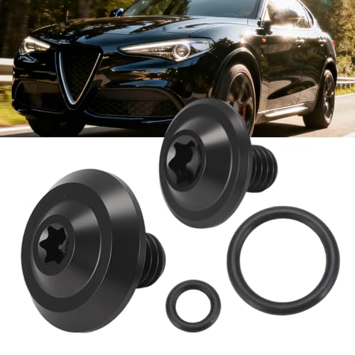Alpha Rider Upgrade Titanium Coolant Bleeder Screw Kit with O-Ring for Alfa Romeo Giulia Stelvio 2.0L Petrol Engines 2.0T 2.2L Diesel Engines 2.2 JTDm 2.9L Twin-Turbo V6 (Black)