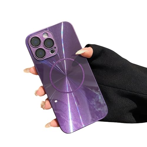 Coque rigide et brillante pour iPhone protégeant contre les chocs avec charge magnétique violette