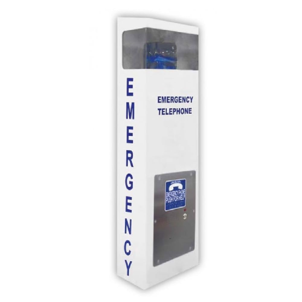 Alpha Communications EPV2 Call Station - 120Volts/VoIP-Strobe and BEAC; White Finish with Blue Strobe; Operate On VoIP Phone and 120 VAC Power; 1-Call Button; ADA Compliant, 30-Inches High