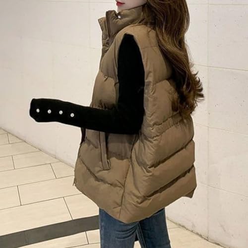Women Zip Up Sleeveless Puffer Vest Lightweight Stand Collar Winter Warm Jackets Puffy Down Coats3