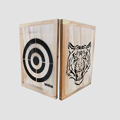 VKEDA Axe Throwing Wooden Target with HandlesDouble-Sided Pattern