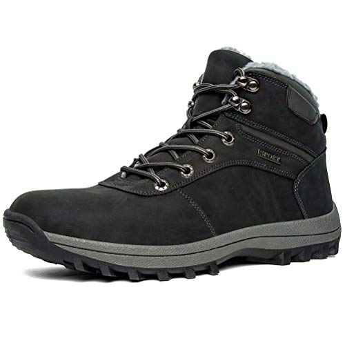 Botas de Nieve Hombre Mujer Impermeable Fur Forro Aire Libre Botas de Invierno Trekking Zapatos Negro 43