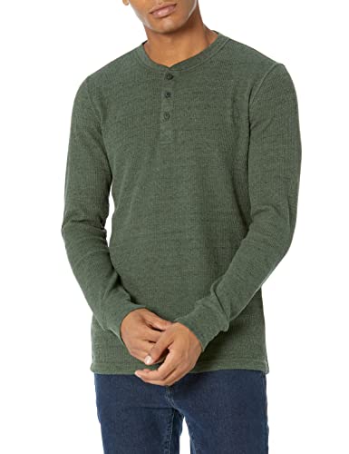 Amazon Essentials Camisa Henley de Panal de Abeja de Manga Larga con Ajuste Entallado Hombre, Verde Oliva Mezcla, XL