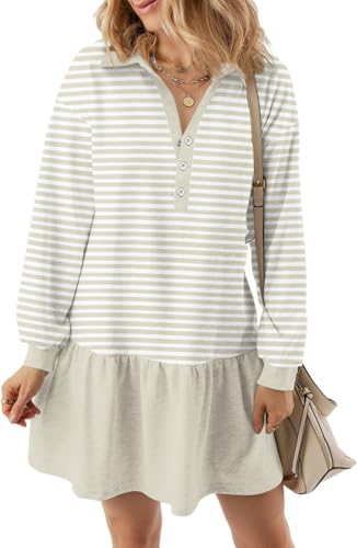 Robe décontractée manches longues col en V pour masquer les rondeurs confortablement