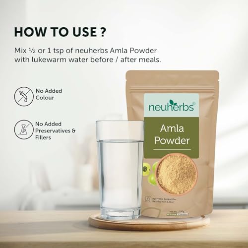 Image of Neuherbs Amla Powder 100g | Indian Gooseberry Powder for Hair Growth, Glowing Skin & Daily Wellness | Rich in Antioxidants | 100% Pure & Natural
