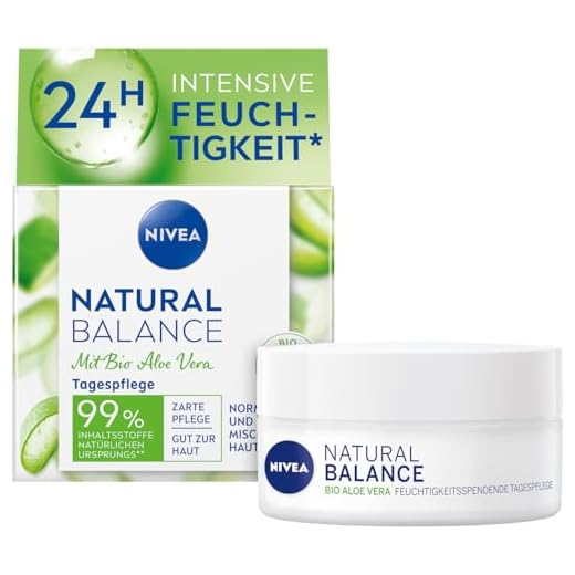 Nivea Natural Balance Vochtinbrengende Crème met Biologische Aloë Vera, Jojoba- en Amandelolie, Voor Normale en Gemengde Huid, 50 ml