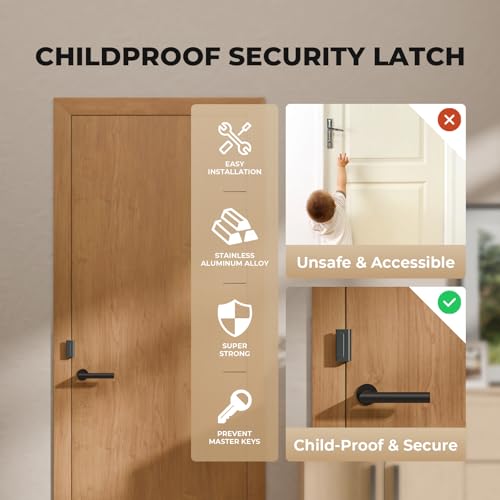 Steinwhale 2 Pack Home Security Door Reinforcement Lock, Childproof Safety Door Lock Latch Stopper, Removable Screw-Mounted, Prevent Home Unauthorized Entry, Aluminum Construction, Withstands 800 lbs — view 4
