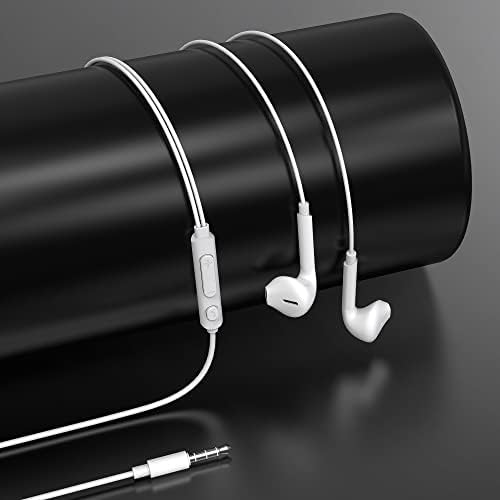 Betron Wired In Ear Headphones Earphones with Microphone Mic Volume Control 3.5mm Plug, White