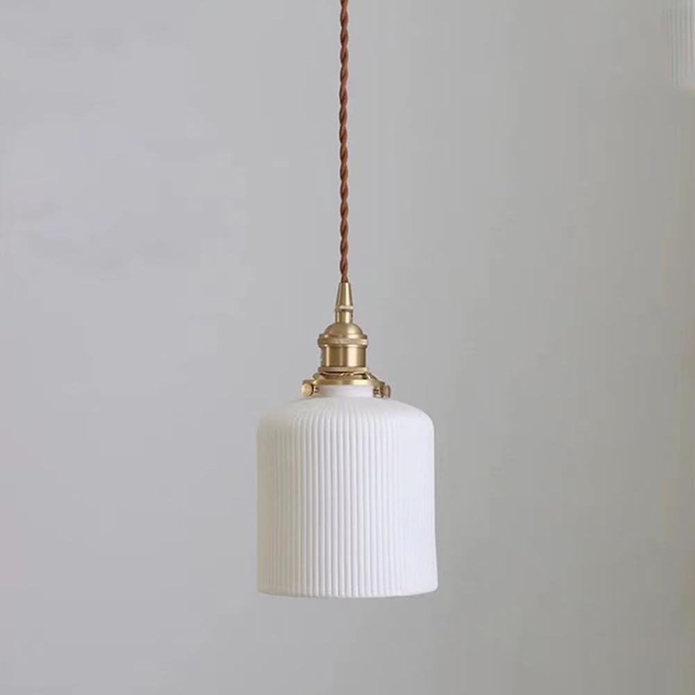 Luminaire E27 suspendu en laiton de qualité et céramique artisanale pour loft
