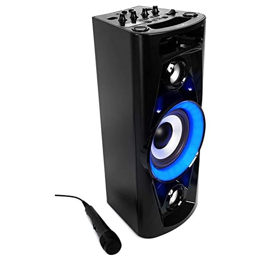Reflexion PS07BT Mobile Discosoundmaschine (Bluetooth, True Wireless Stereo, Radio, USB, AUX-IN, Karaokefunktion und Akku) schwarz