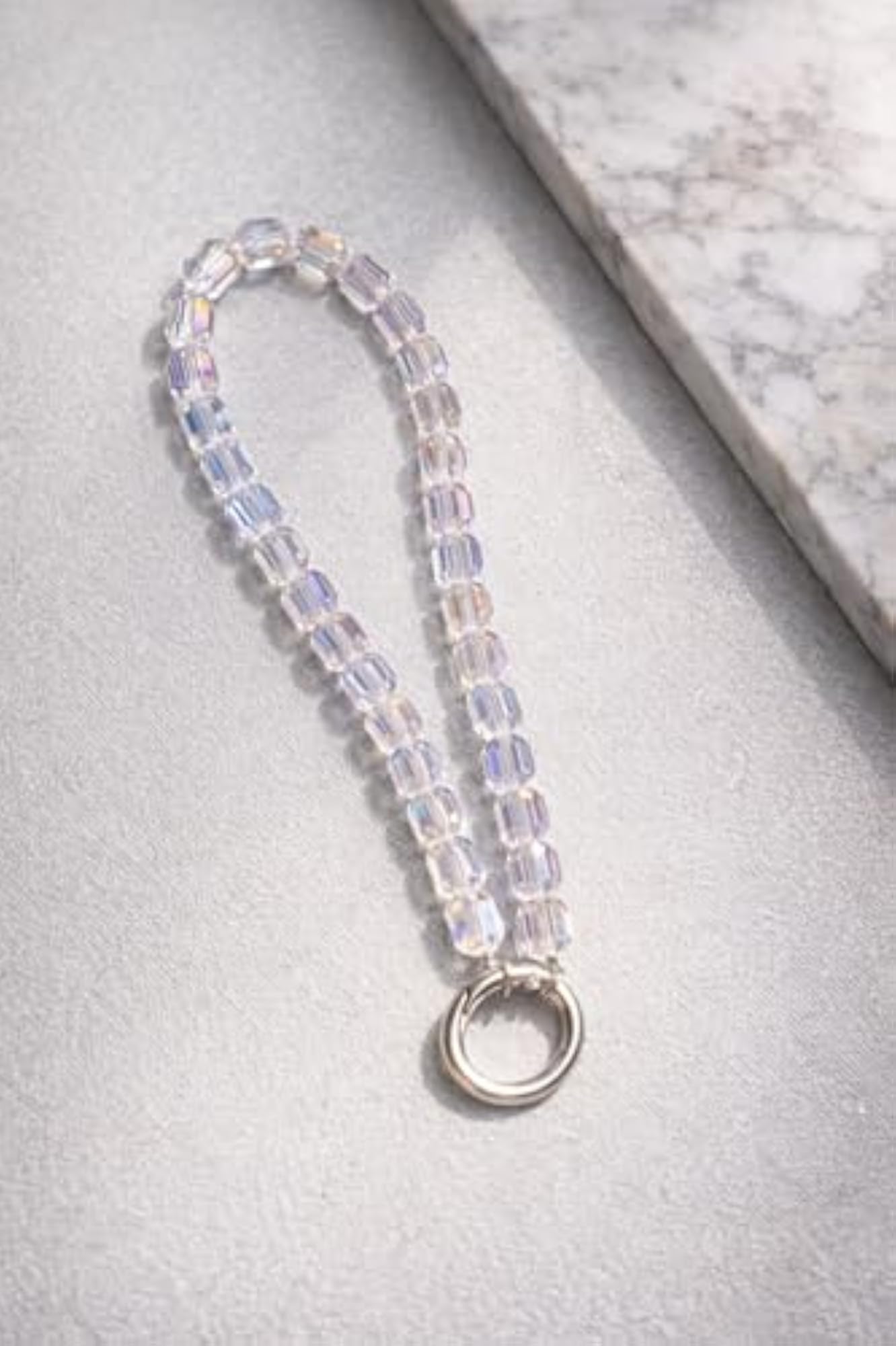 Crystal Cube Beaded Wristlet Phone Strap, Multicolor