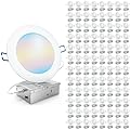 Sunco 96 Pack 6 Inch LED Recessed Ceiling Lights Ultra Thin, Canless Slim with Metal Junction Box, 1100 LM Selectable CCT 2700K/3000K/4000K/5000K/6000K, Dimmable, 11W=75W, Wafer Thin.