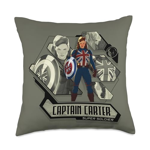 Coussin Captain Carter Marvel 45x45 cm multicolore en tissu résistant pour salon