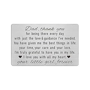 Dad Gifts from Daughter – Thank You Dad Engraved Wallet Card Inserts – Father Fathers Day Christmas Keepsake