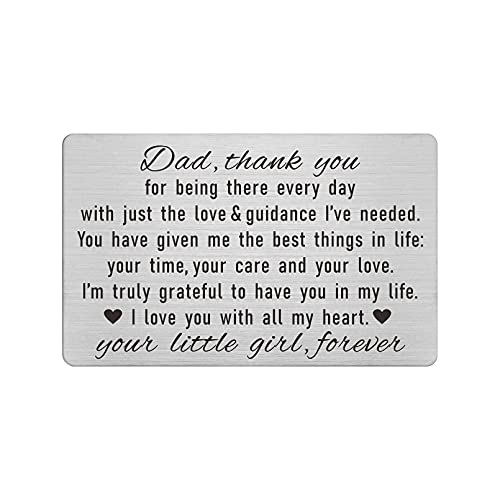 Laluminter Dad Gifts from Daughter - Thank You Dad Engraved Wallet Card Inserts - Father Fathers Day Christmas Keepsake