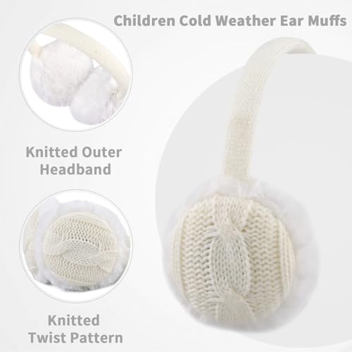 OMUKY Kids Winter Earmuffs Soft Comfortable Plush Ear Covers Children Warm Knit Cold Weather Ear Warmer2