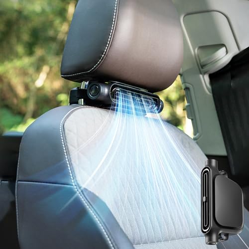 HYDOOD 2026 NEW Car Seat Fan Invisible Car Headrest Cooling Fan USB Backseat Fan Portable Vehicle Design with 3 Adjustable Wind Speeds for Most Cars Vehicle Jeep Van RV Truck