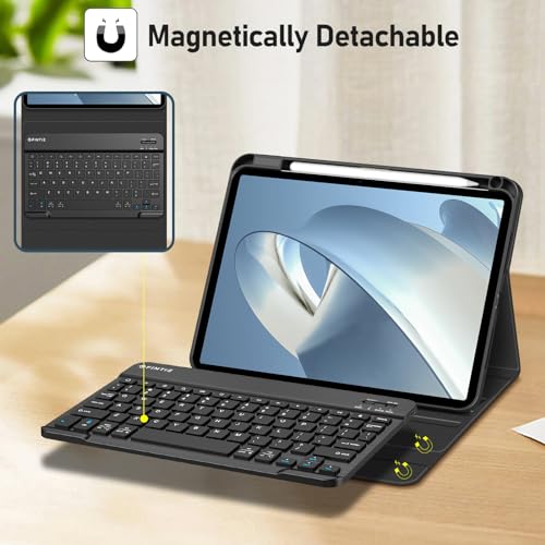 Image of FINTIE Keyboard Case for iPad Pro 11-inch (M5) 2025 / (M4) 2024 - Protective Soft TPU Back Stand Cover with Pencil Holder, Magnetically Detachable Wireless Bluetooth Keyboard, Black