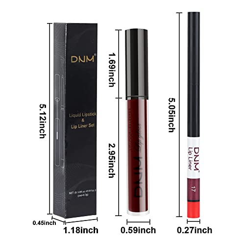Haoya 2Pcs Matte Dark Red Lip Liner And Lipstick Makeup Set, Matte Liquid Lipstick 24H And With Lip Liner Set Kit Waterproof Long Lasting Labiales Mate 24 Horas Originales Matte Larga Duracion 24#17 #TOP5