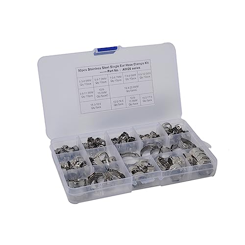 VILLFUL 90pcs 12 Stainless Steel Clamps Worm Gear Hose Clamps Stainless Steel Hose Clamp Tube Clamp Hose Clip